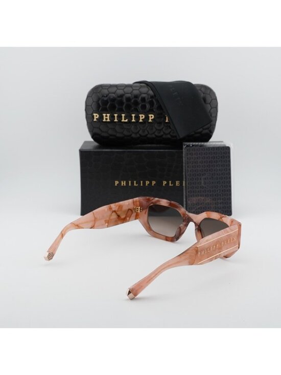 Philipp Plein SPP066M 06Z8 Sunglasses Opaline Geometric Frame, Grey Lenses